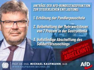 Anträge der AfD zur steuerlichen Entlastung der Bürger