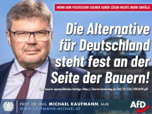 Die Alternative für Deutschland steht fest an der Seite der Bauern!